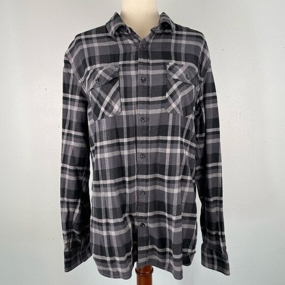 Van’s Black and Gray Button Down Flannel Size L EUC - Picture 1 of 8